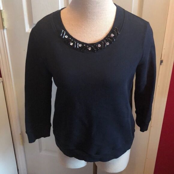 Banana Republic embellished navy sweatshirt sz M - Picture 1 of 5
